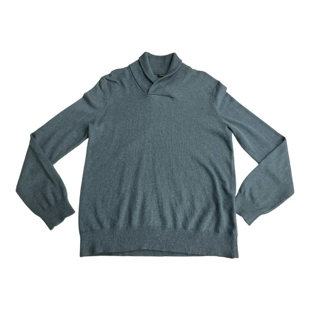 Banana Republic Men’s L Blue Shawl Collar Cotton Wool Blend Sweater